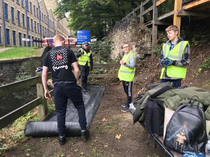 Kirklees Students-Laying tarpaulin 2