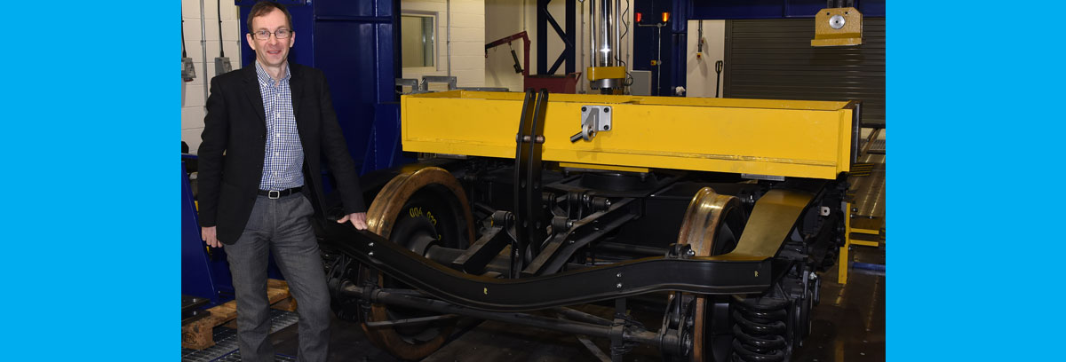 The Institute of Railway Researcher's Professor Simon Iwnicki in the Institute's test rig