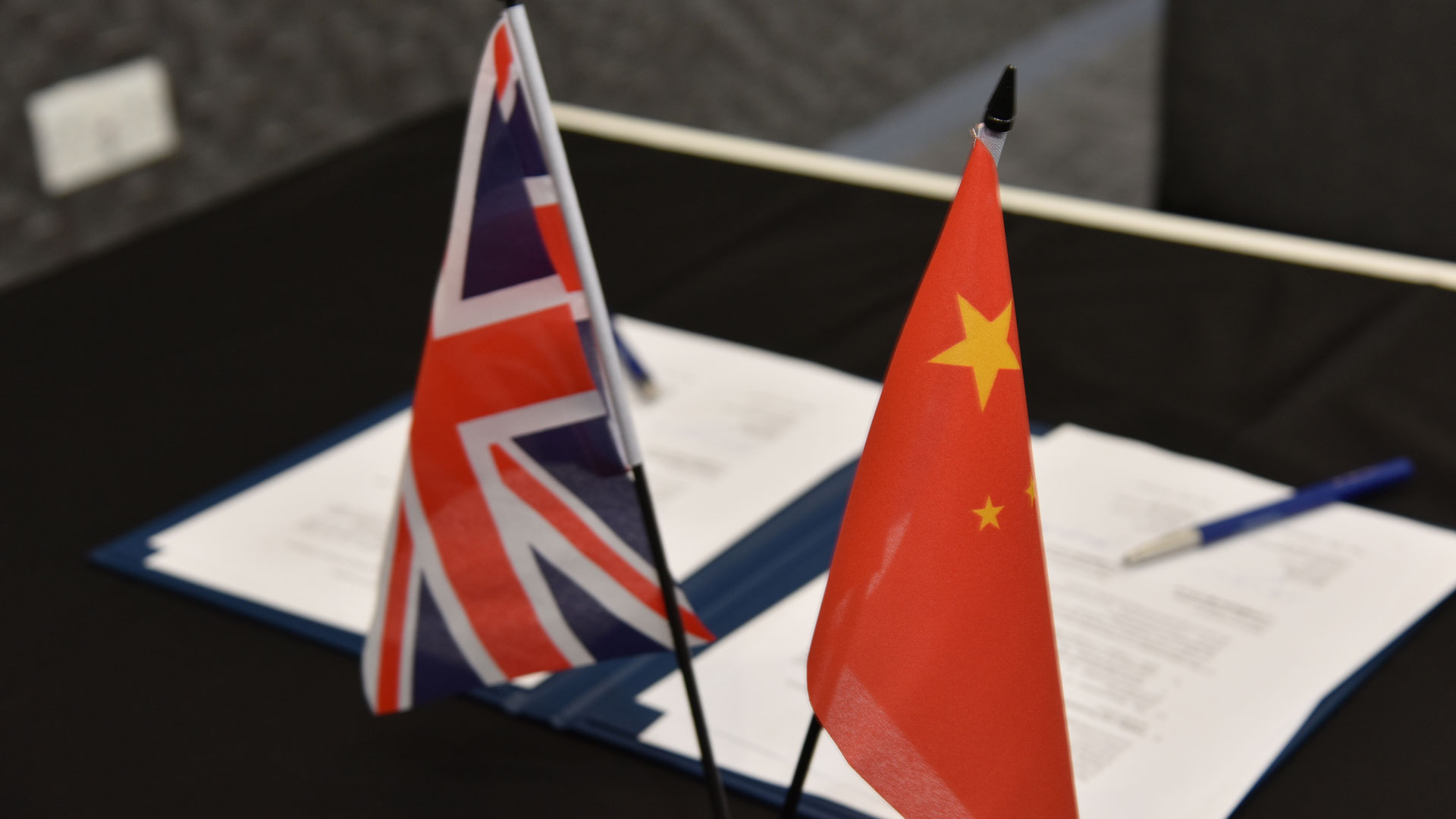 United Kingdom and Chinese flags