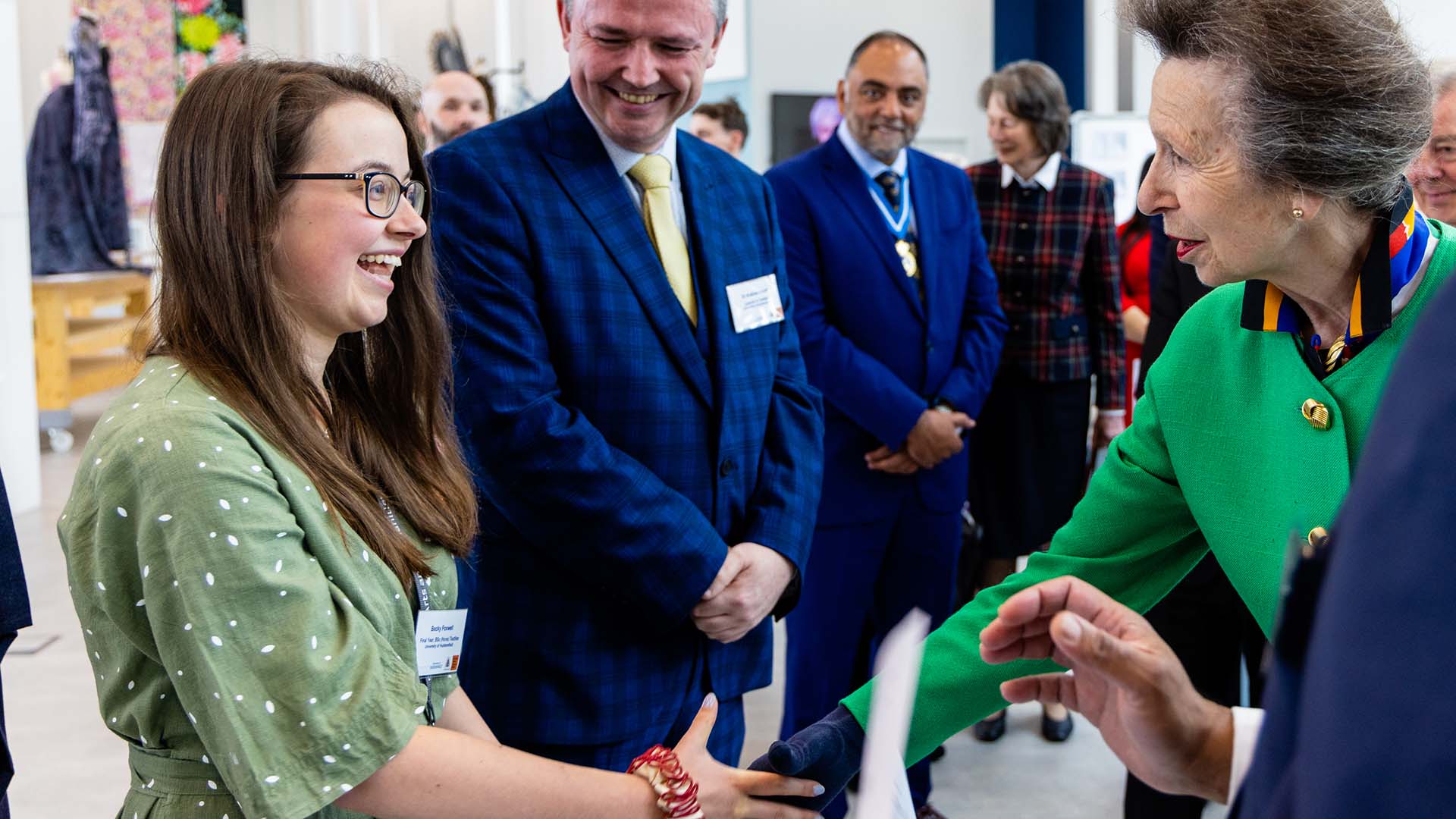 The Princess Royal chats to a group of fashion and textiles students